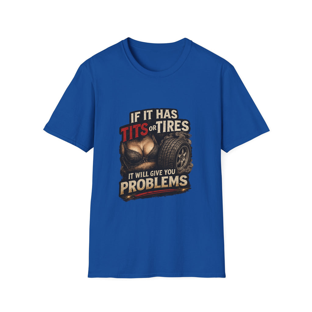 Graphic T-Shirt — "If It Has Tits or Tires" Funny Mechanic Automotive Shirt
