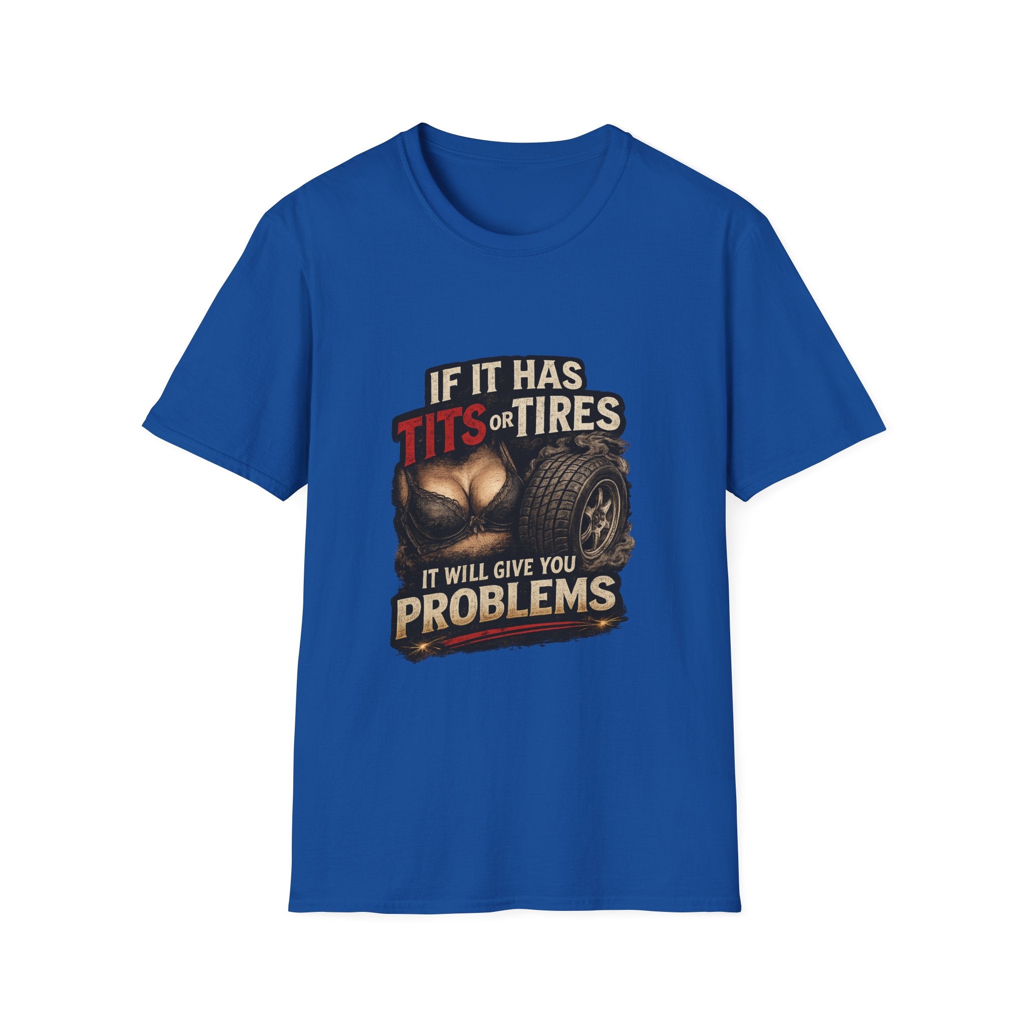 Graphic T-Shirt — "If It Has Tits or Tires" Funny Mechanic Automotive Shirt