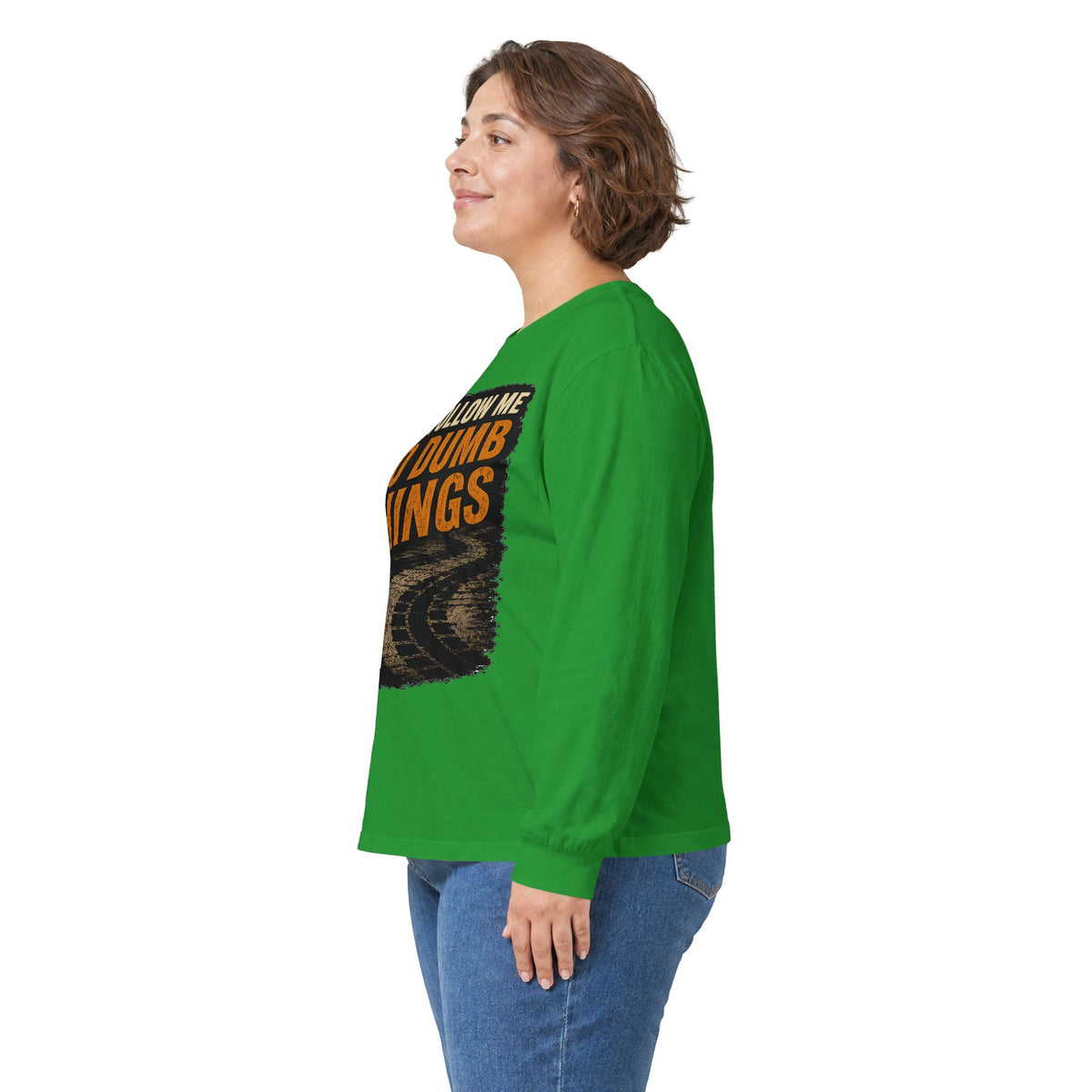 Long Sleeve Tee - "Don't Follow Me I Do Dumb Things" Retro Track Graphic