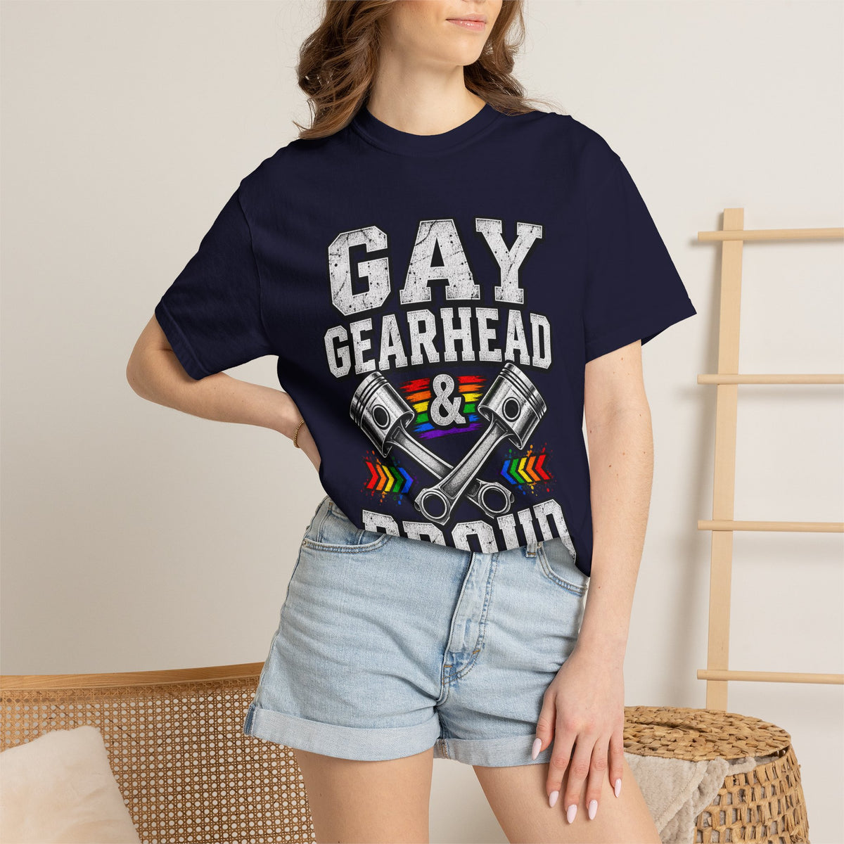 Gay Gearhead & Proud T-Shirt — LGBTQ+ Car Enthusiast Tee