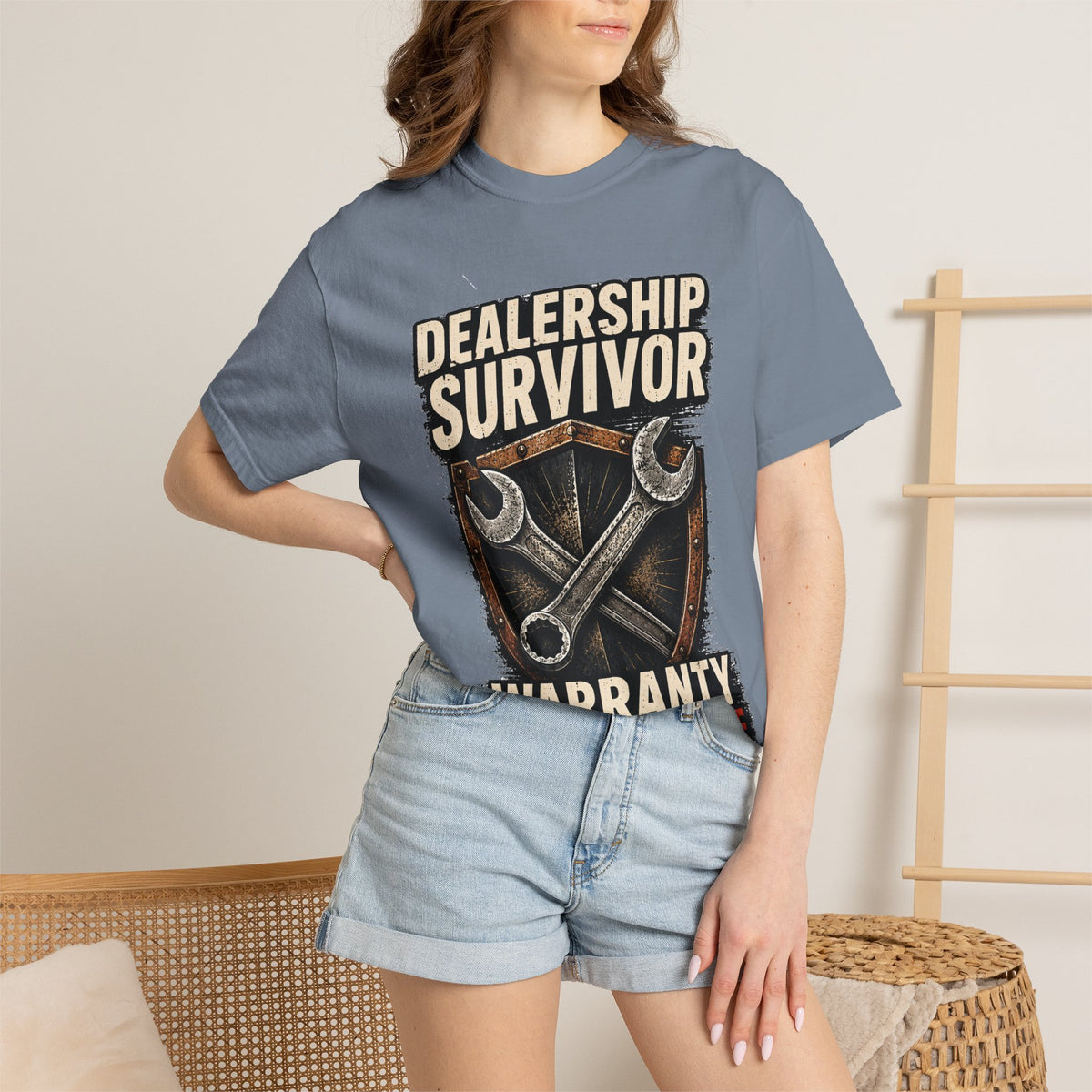 Dealership Survivor T-Shirt — "Warranty Didn't Kill Me" Mechanic Tee