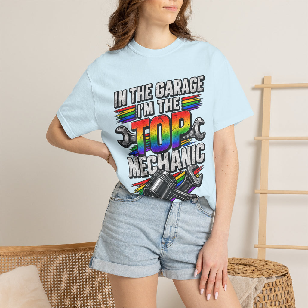 Top Mechanic T-Shirt — "In the Garage I'm the Top Mechanic" Graphic Tee