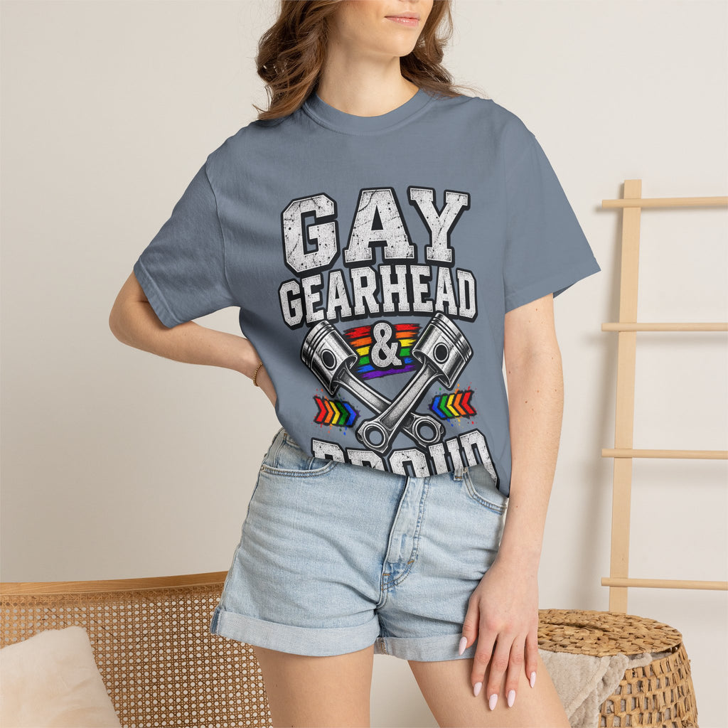Gay Gearhead & Proud T-Shirt — LGBTQ+ Car Enthusiast Tee