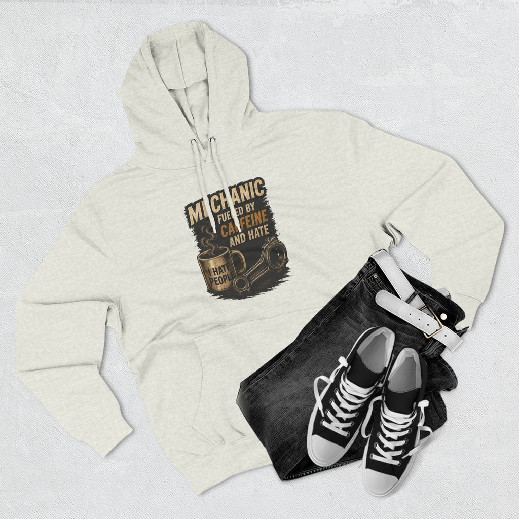 Mechanic Hoodie — 'Fueled by Caffeine and Hate' Graphic Pullover