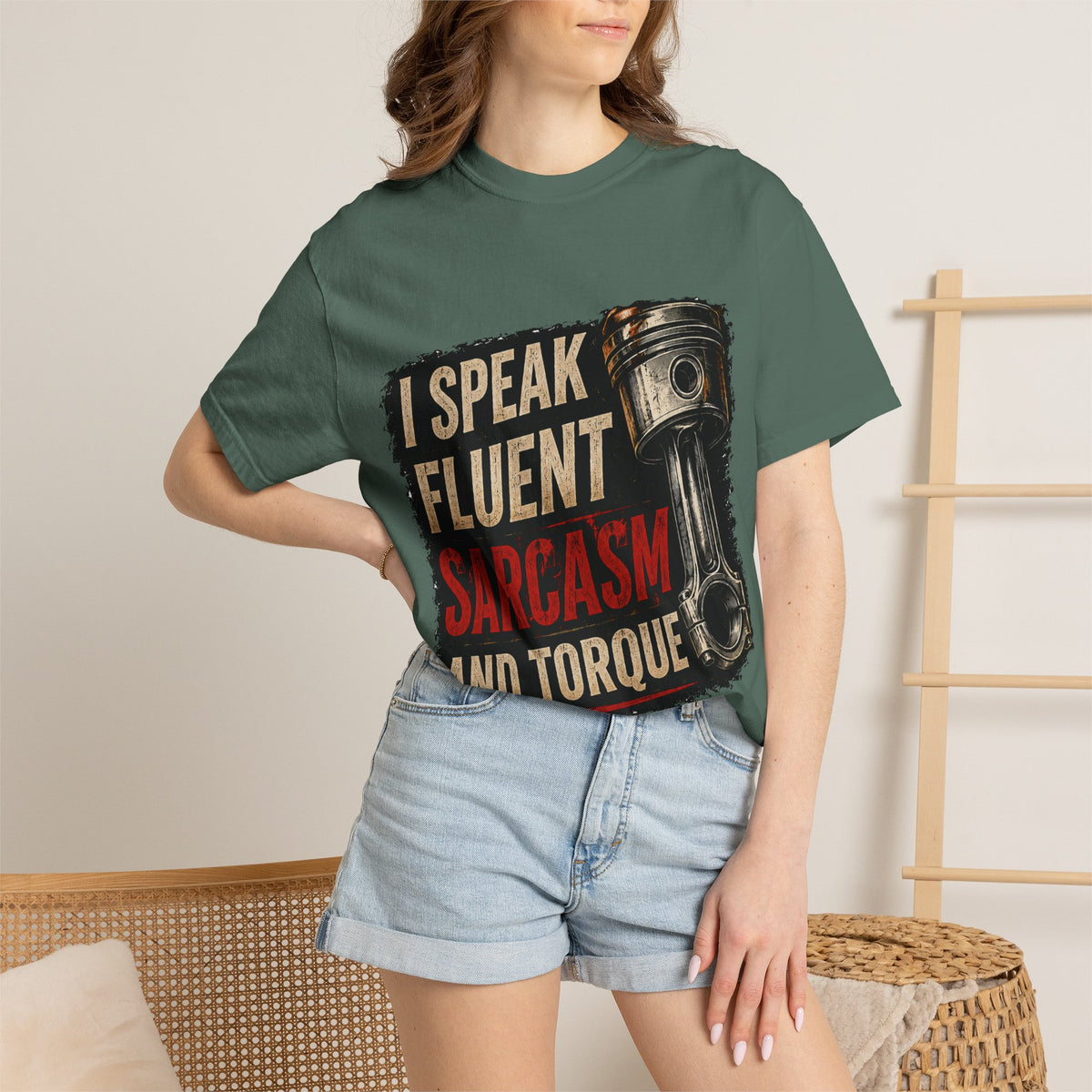 I Speak Fluent Sarcasm and Torque T-Shirt — Funny Mechanic Gift Tee
