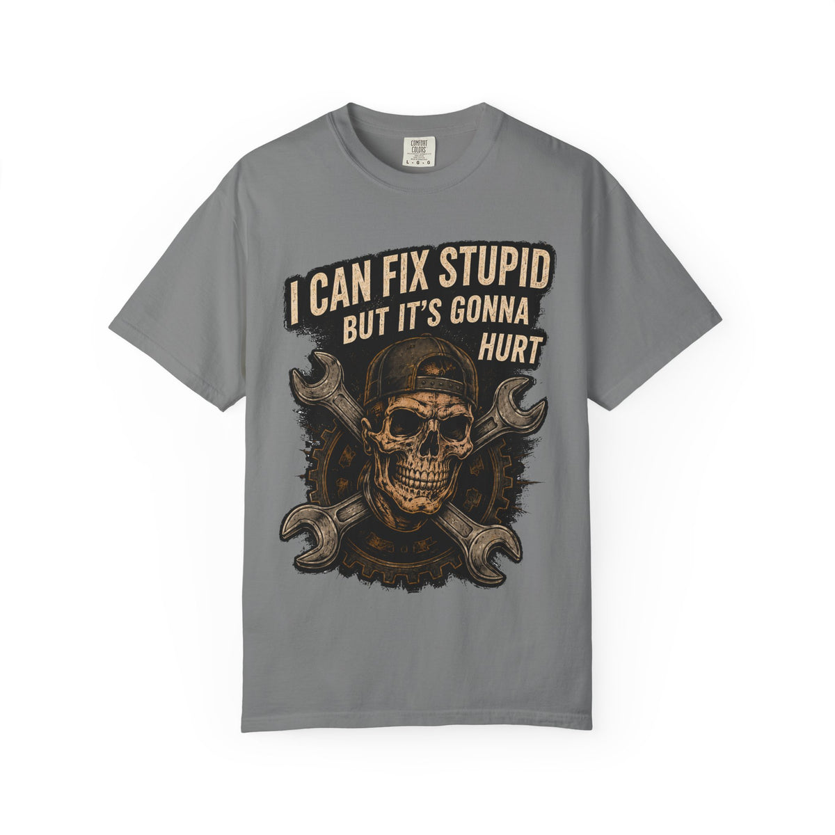I Can Fix Stupid Skull T-Shirt — Mechanic Wrench Graphic Tee #9