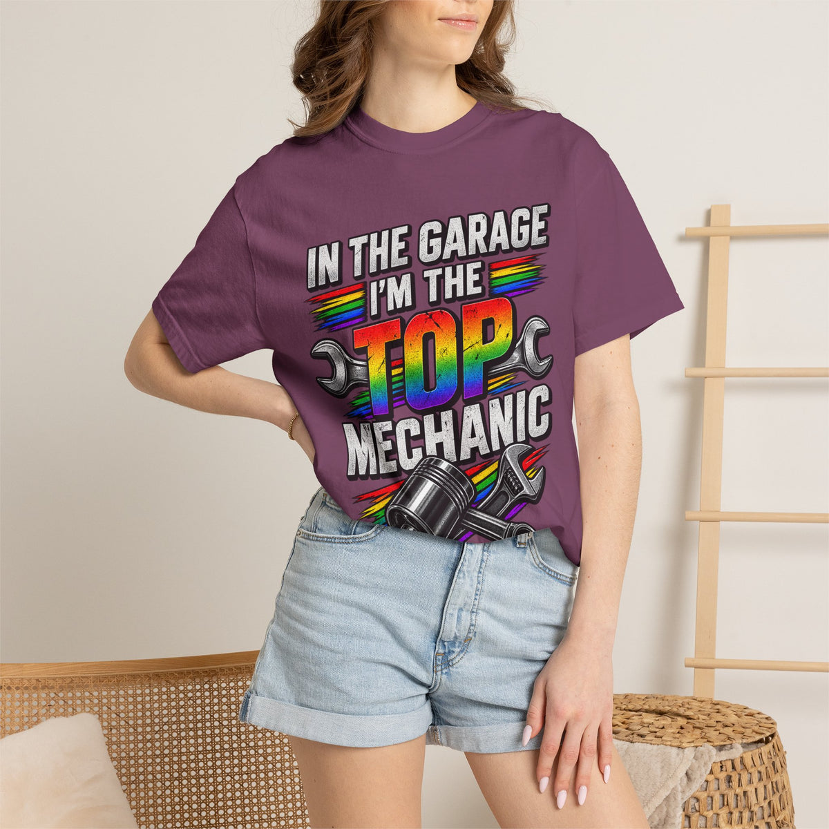 Top Mechanic T-Shirt — "In the Garage I'm the Top Mechanic" Graphic Tee