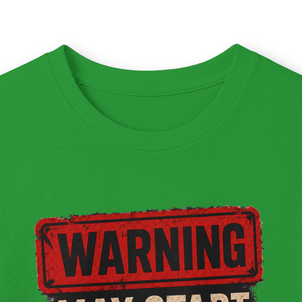 Long Sleeve Tee — "Warning: May Start Talking About Cars at Any Time" Car Lover Shirt