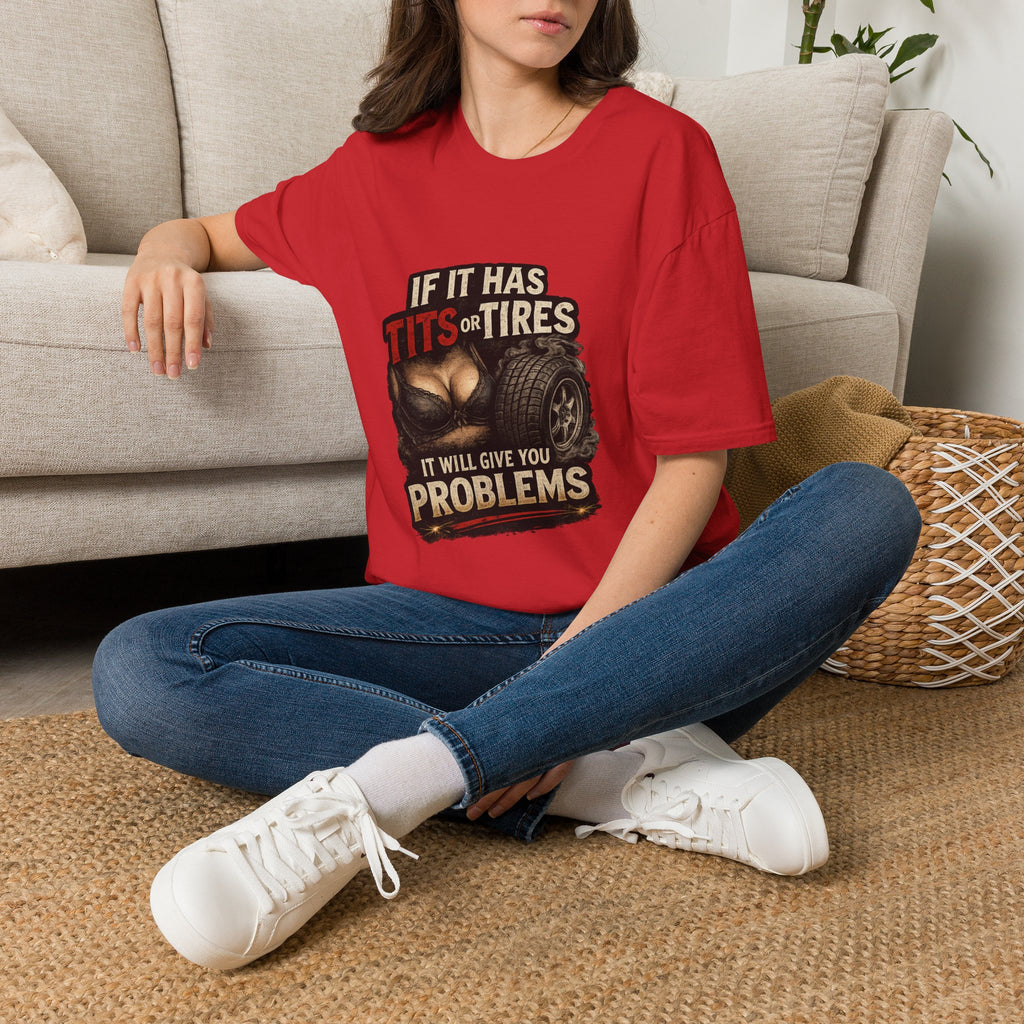 Graphic T-Shirt — "If It Has Tits or Tires" Funny Mechanic Automotive Shirt