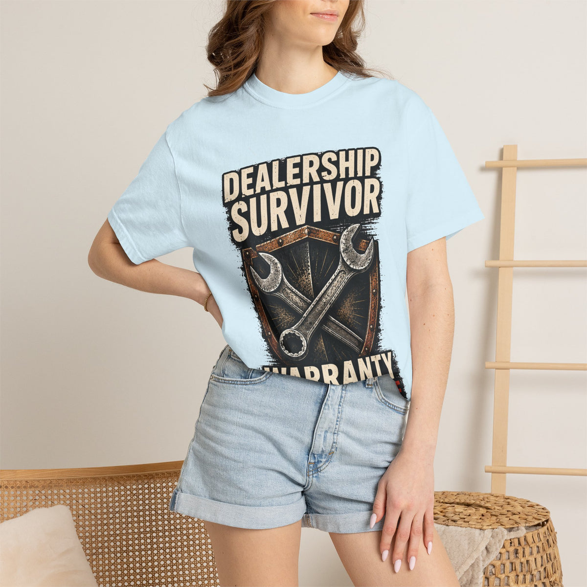 Dealership Survivor T-Shirt — "Warranty Didn't Kill Me" Mechanic Tee