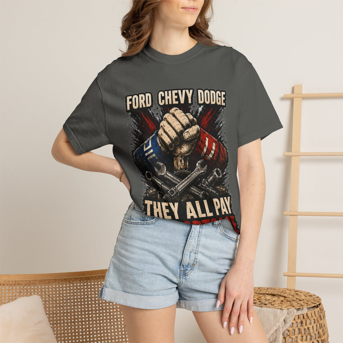 They All Pay My Mortgage T-Shirt — Ford Chevy Dodge Mechanics Shirt