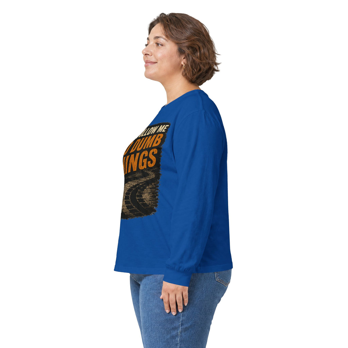 Long Sleeve Tee - "Don't Follow Me I Do Dumb Things" Retro Track Graphic