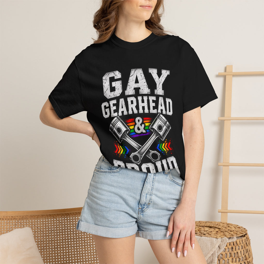 Gay Gearhead & Proud T-Shirt — LGBTQ+ Car Enthusiast Tee
