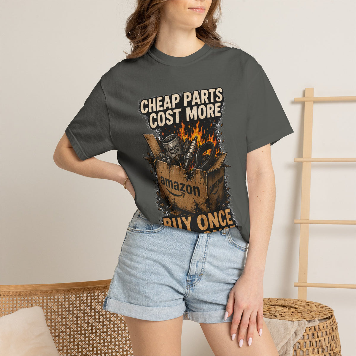 T-Shirt — "Cheap Parts Cost More, Buy Once Cry Once" Mechanics Graphic Tee