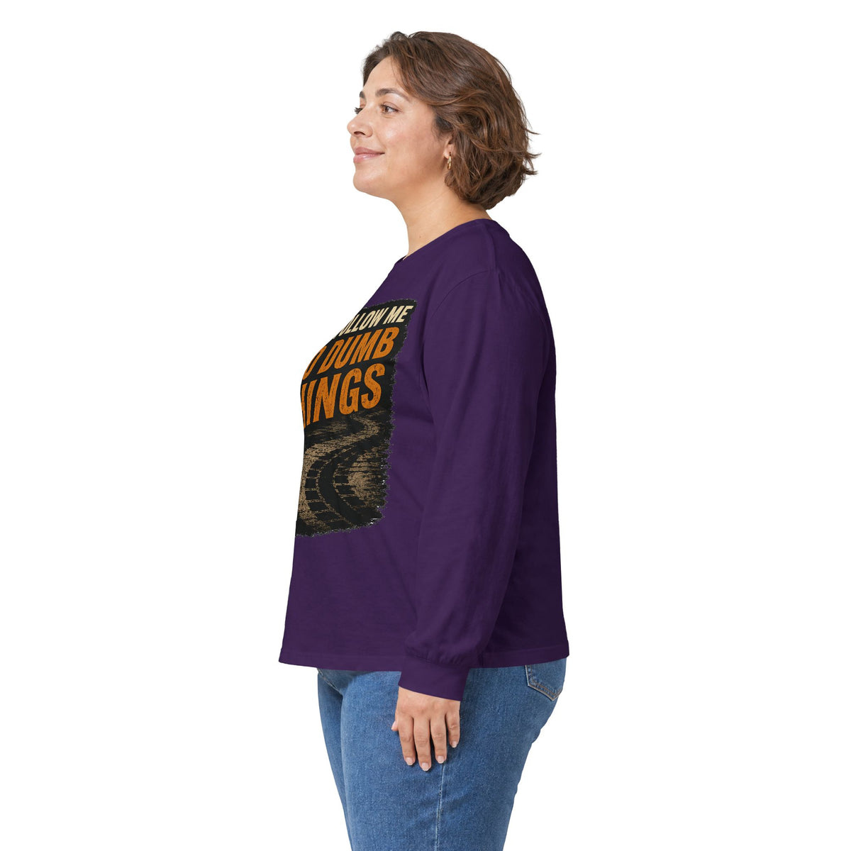 Long Sleeve Tee - "Don't Follow Me I Do Dumb Things" Retro Track Graphic