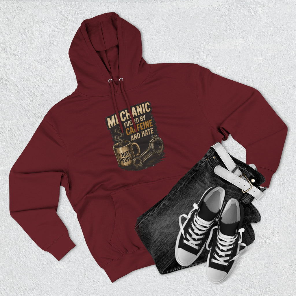 Mechanic Hoodie — 'Fueled by Caffeine and Hate' Graphic Pullover