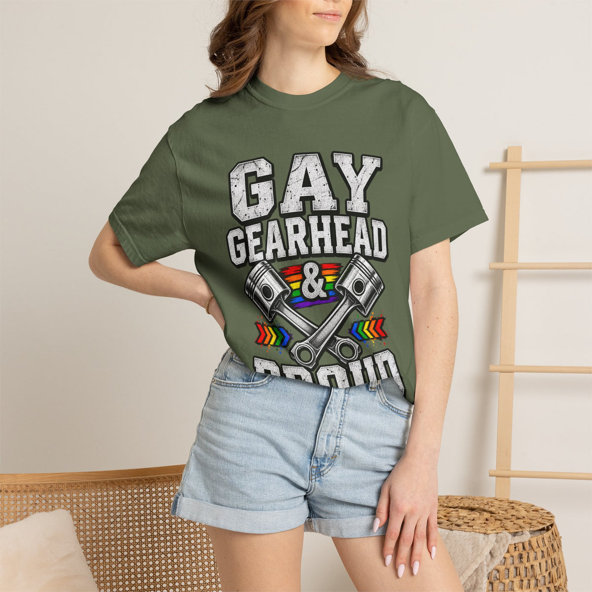 Gay Gearhead & Proud T-Shirt — LGBTQ+ Car Enthusiast Tee