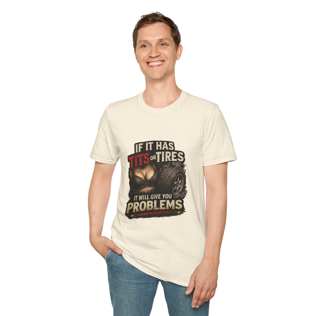 Graphic T-Shirt — "If It Has Tits or Tires" Funny Mechanic Automotive Shirt
