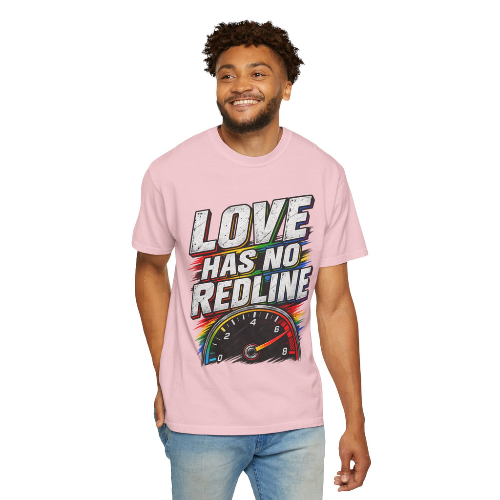 Love Has No Redline T-Shirt — Rainbow Speedometer Pride Tee