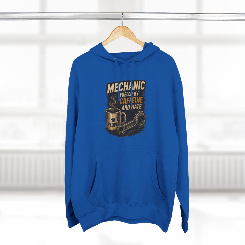 Mechanic Hoodie — 'Fueled by Caffeine and Hate' Graphic Pullover