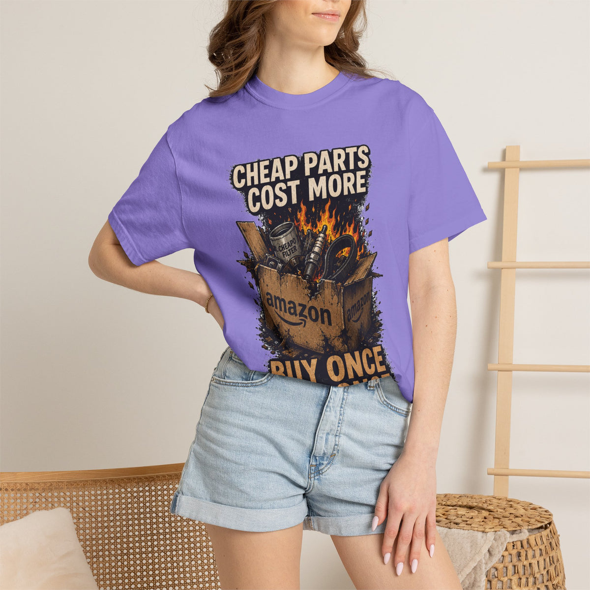 T-Shirt — "Cheap Parts Cost More, Buy Once Cry Once" Mechanics Graphic Tee