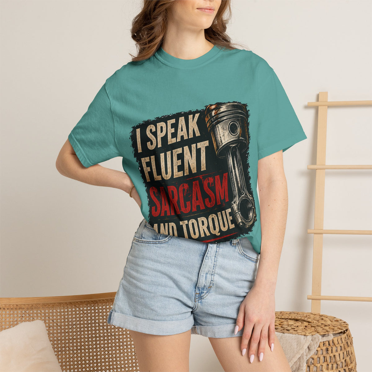 I Speak Fluent Sarcasm and Torque T-Shirt — Funny Mechanic Gift Tee