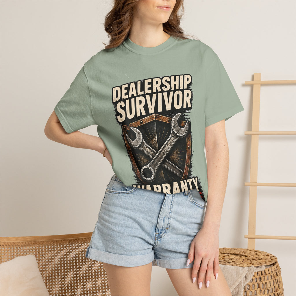 Dealership Survivor T-Shirt — "Warranty Didn't Kill Me" Mechanic Tee