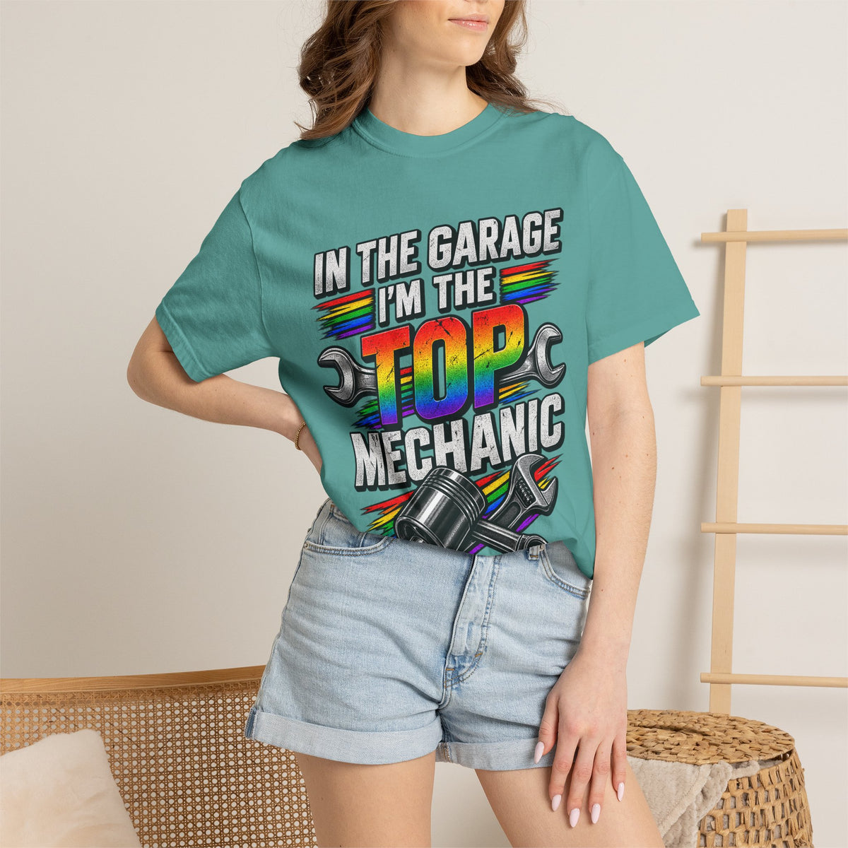 Top Mechanic T-Shirt — "In the Garage I'm the Top Mechanic" Graphic Tee