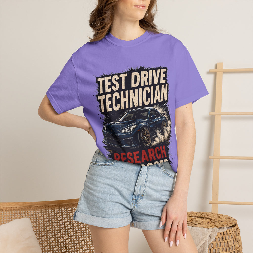 Test Drive Technician T-Shirt — "Research Purposes" Car Racing Graphic Tee