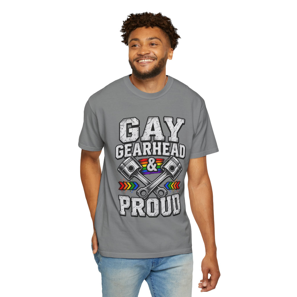 Gay Gearhead & Proud T-Shirt — LGBTQ+ Car Enthusiast Tee